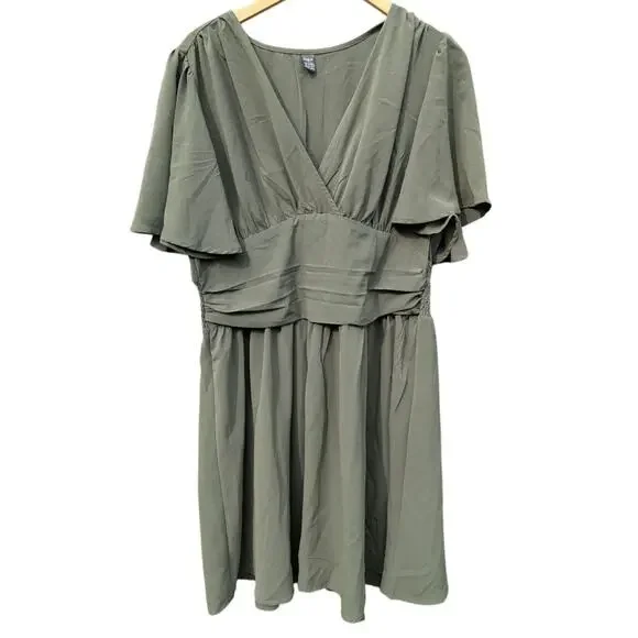 Shein Dresses | Babydoll Olive Green Summer Dress Plus Size XXL Fairy Woodland Fae Midi Nature | Color: Green | Size: 2X